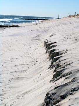 Beach erosion on Long beach Island, NJ, looking south