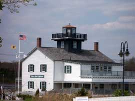 Tucker's Island Lighthouse, a recreation of the original that toppled into the  waters that were eroding Tucker's Island off Long Beach Island, in 1927.